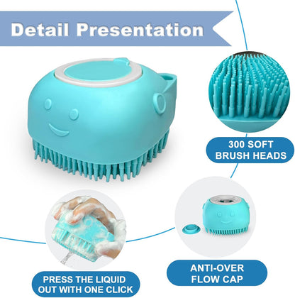 2PCS Dog Washing Gloves and Dog Shampoo Brush, Dog Bath Supplies Dog and Cat Bath Set