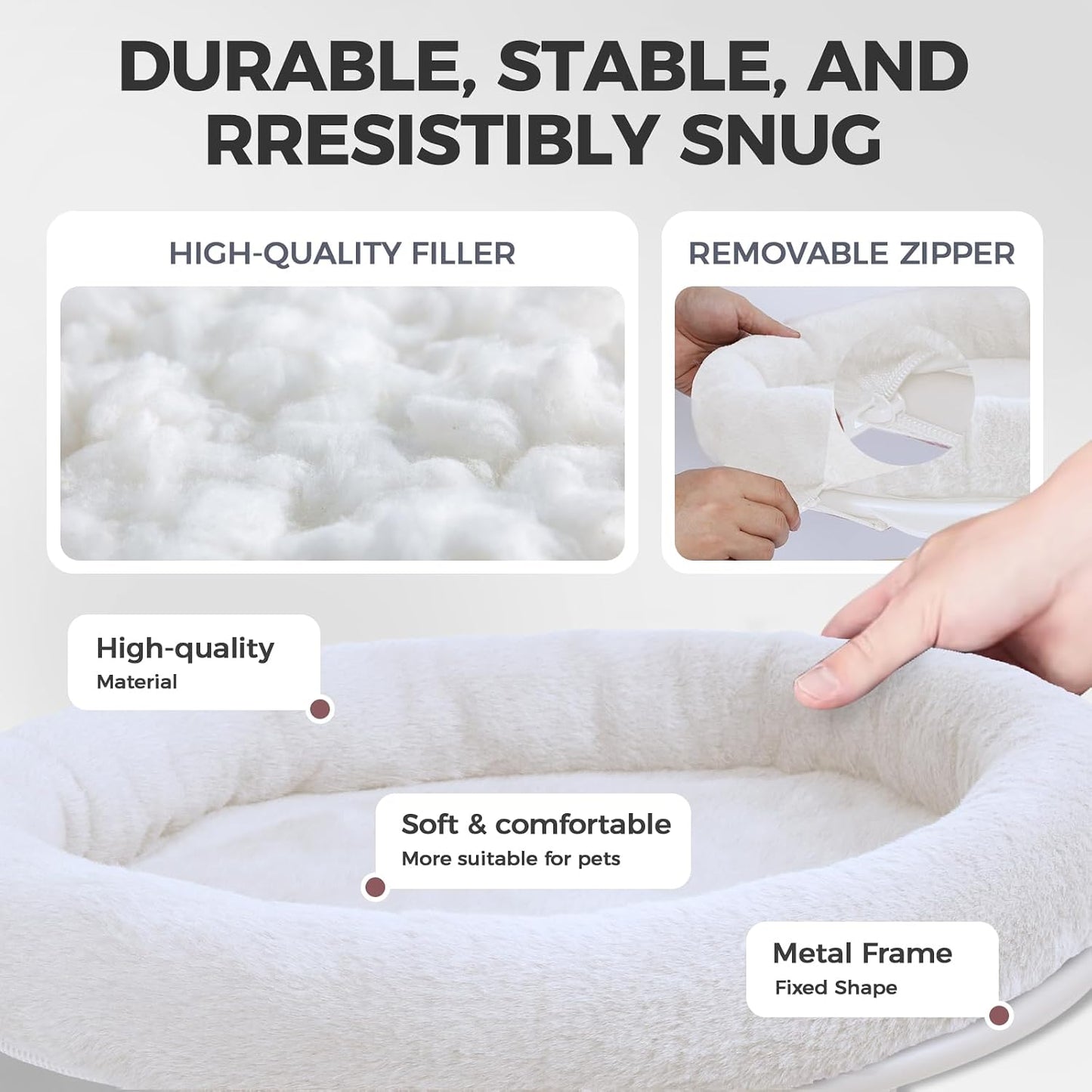 Cat Desk Bed,Steel Cat Bed for Desk,Easy to Assemble,Machine Washable and Detachable Easy to Clean,180° Rotating Cats Hammock Desks for Office Game Tables,Supports to 40Lbs(White)