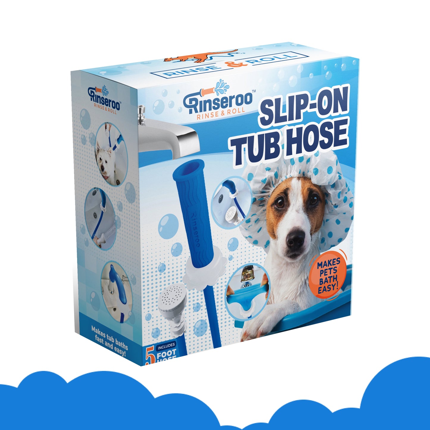 Slip-On Bathtub Faucet Sprayer Attachment. Ultra-Flex Dog Shower Hose Adapter Portable Hose Attachment with Sprayer Pet Showerhead Attach Tub Spout 5 Foot Hose. No Install for Speedy Washing