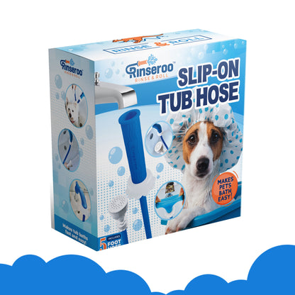 Slip-On Bathtub Faucet Sprayer Attachment. Ultra-Flex Dog Shower Hose Adapter Portable Hose Attachment with Sprayer Pet Showerhead Attach Tub Spout 5 Foot Hose. No Install for Speedy Washing